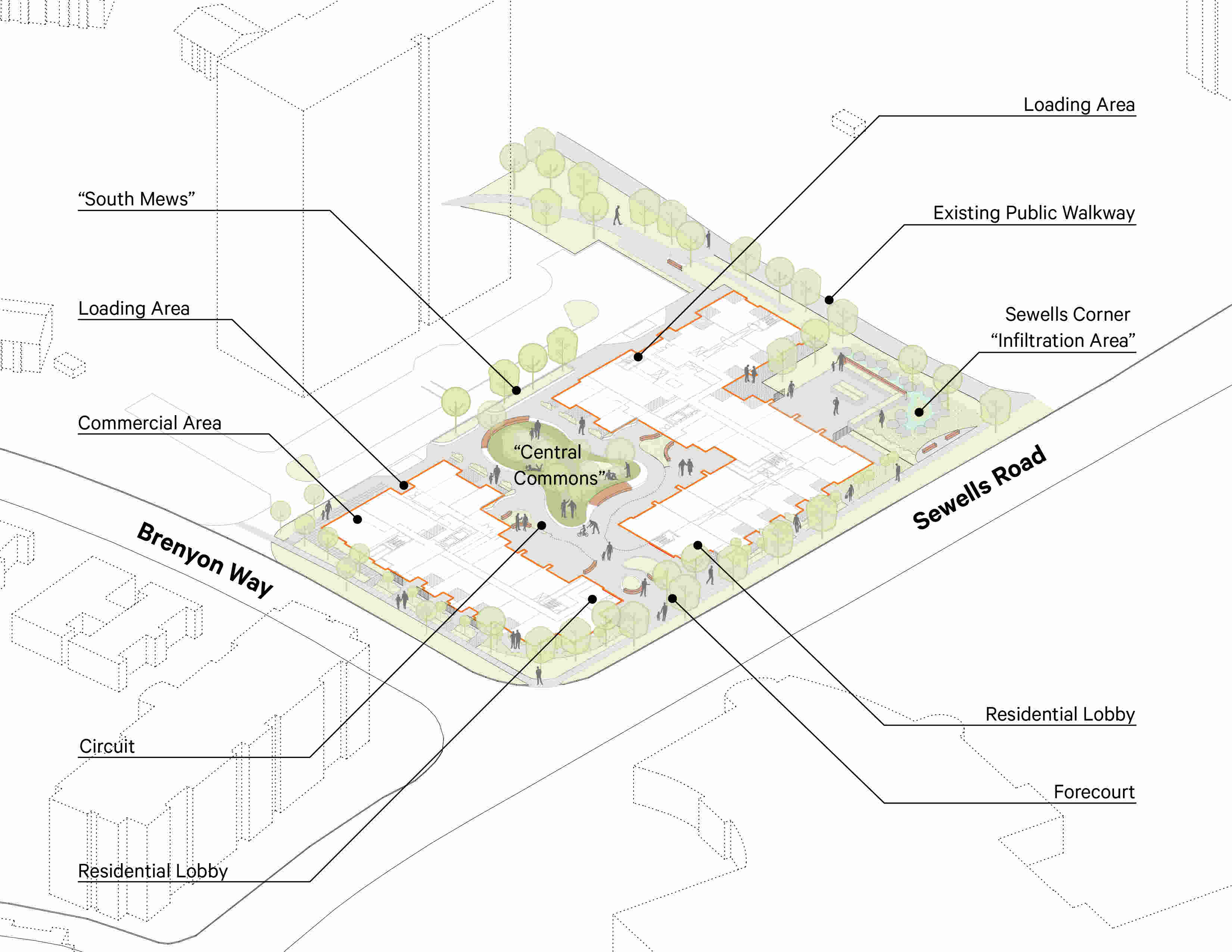 Plans showing the proposed layout of the exterior elements of the development